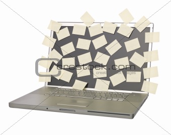 Laptop with with empty post-its