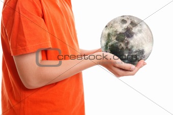 Hands cupping holding our moon