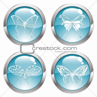 Gloss Button with Butterfly