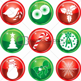 Nine Christmas Icons Buttons 1