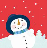 Christmas holiday background with snowman