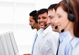 Customer service agents in a call center 
