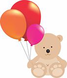 teddy bear holding ballons