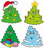 Various cartoon Christmas trees