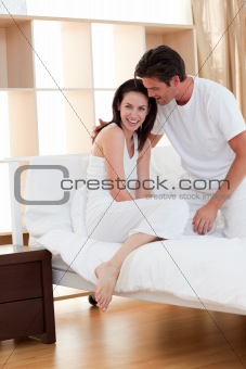 Young couple making up after a row
