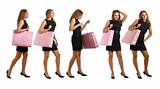 girls in black dress with a pink bag