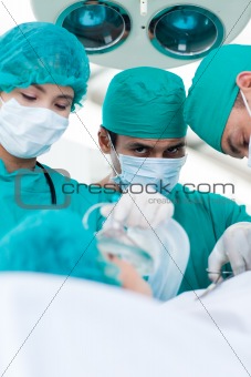 Close-up of surgeons during a surgery