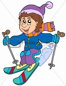Cartoon skiing boy