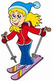 Cartoon skiing woman