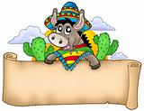 Mexican donkey holding parchment