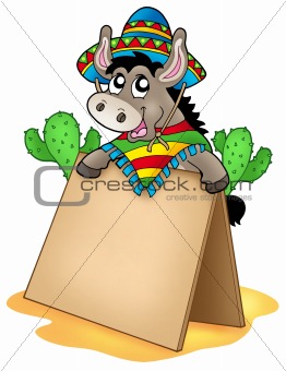 Mexican donkey with wooden table