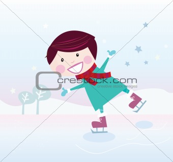 Ice skating boy