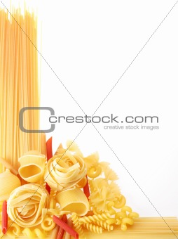 Back projected (lighted) macaroni (pasta)