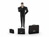 Businessman with briefcases