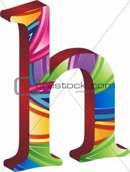 Colored alphabet with spikes and leaves