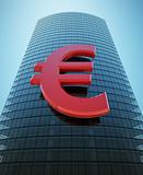 Skyscraper with red euro sign