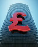 Skyscraper with red pound sign