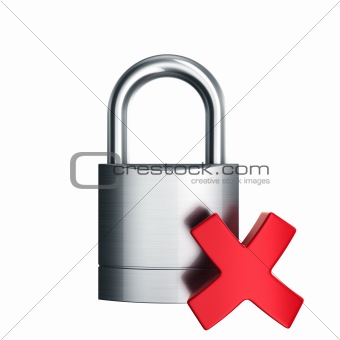 padlock with red cross