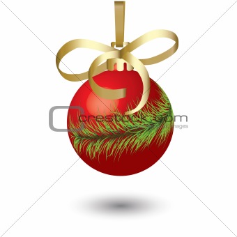 Red New Year's ball.Vector illustration