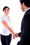Corporate woman giving shake hands