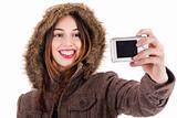 Women taking pic of herself with camera