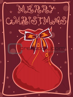 christmas background with santa gift bag