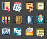 Vector universal square icons. Part 1 (gray background)