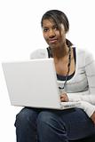 Beautiful female student with laptop