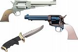 Revolvers and knife on isolated background. Vector illustration