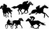 Isolated horse racing silhouettes. Vector illustration. 