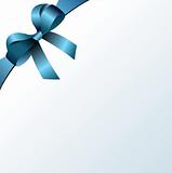 Page corner with blue  ribbon and bow with place for text. Vecto