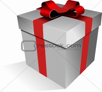 Bright gift box by any holiday. Vector illustration
