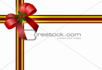 Christmas red bow. Colored vector illustration