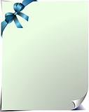 Blank page with blue bow. Vector illustration