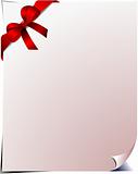 Blank page with red bow. Vector illustration