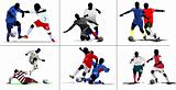 Six Soccer episodes. Colored Vector illustration for designers