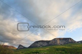Evening spring mountains landscape (Crimea, Ukraine)