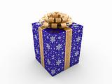 Blue gift box (orange stripe with stars on blue packaging paper)