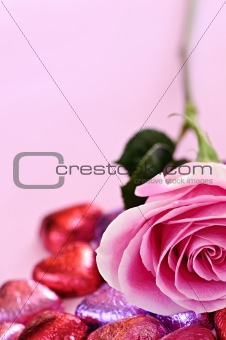 Valentine rose and candy