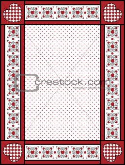 Vector Valentine Frame or Tag With Gingham Trim