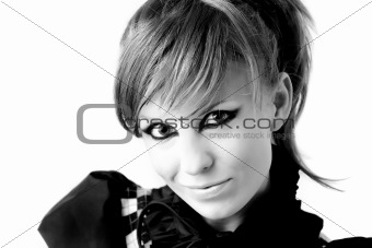 Portrait of young woman. Black and white