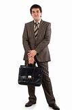 Businessman running with a briefcase