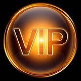 Vip icon gold, isolated on black background