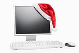 Computer and Santa hat