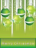 greem merry xmas background with hanging ball