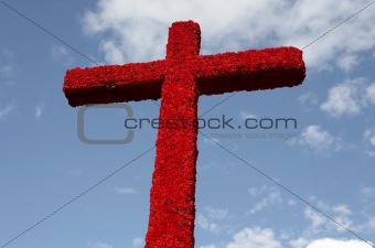 red floral cross