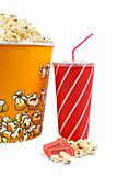 Popcorn bucket, tickets and soda