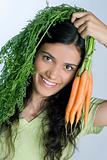 girl with carrots on her head