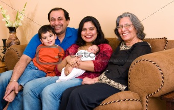 East Indian family at home