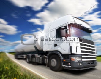 truck driving on country-road/motion